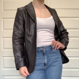 Vintage Siena Studio black leather blazer